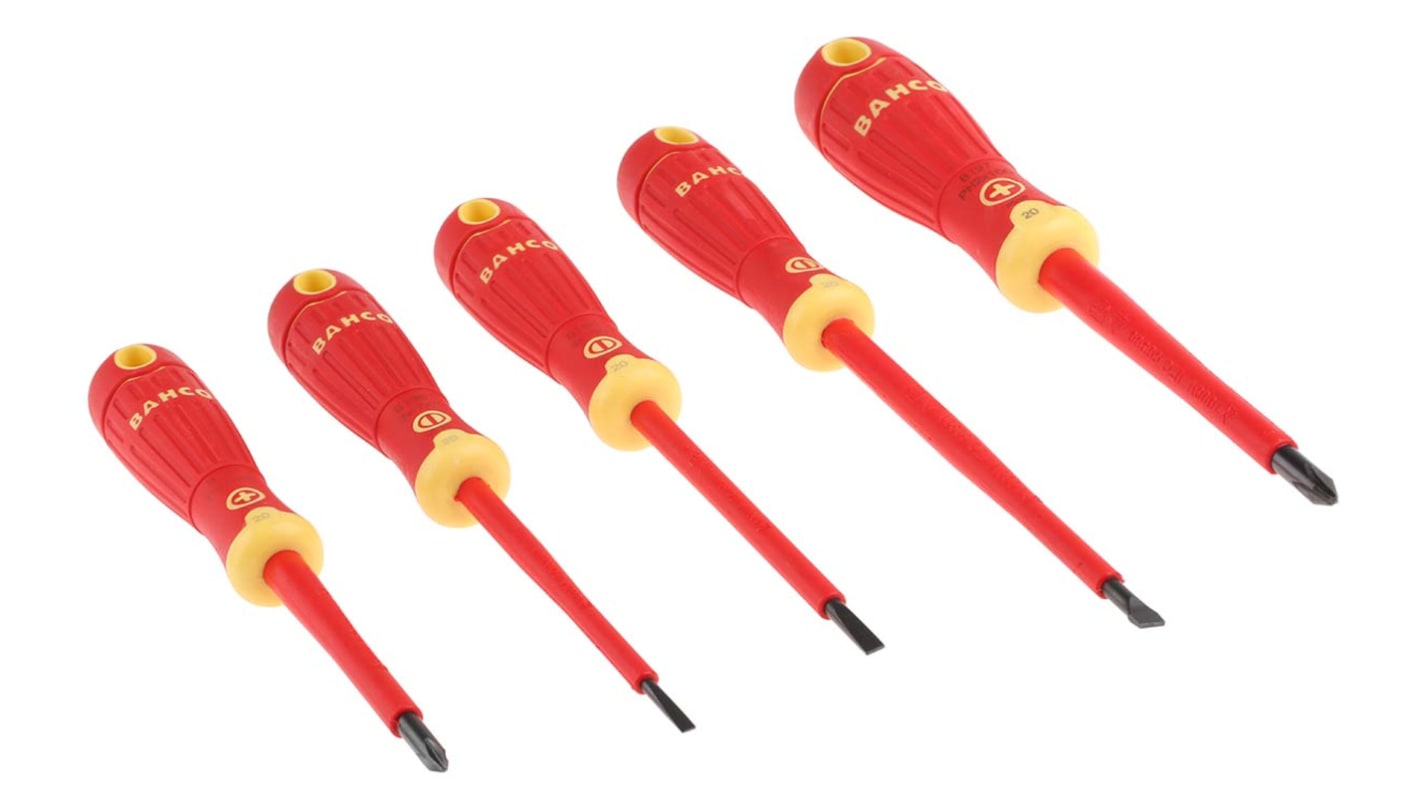 Bahco B220.005 Phillips; Slotted Insulated Screwdriver Set, 5-Piece