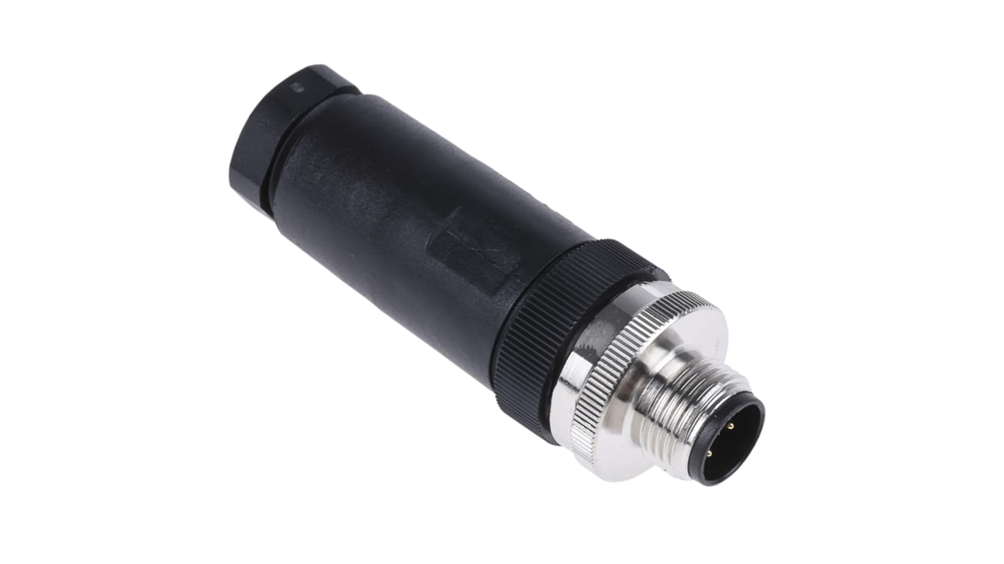 TE Connectivity Circular Connector, 5 Contacts, Cable Mount, M12 Connector, Plug, Male, IP67, T411 Series