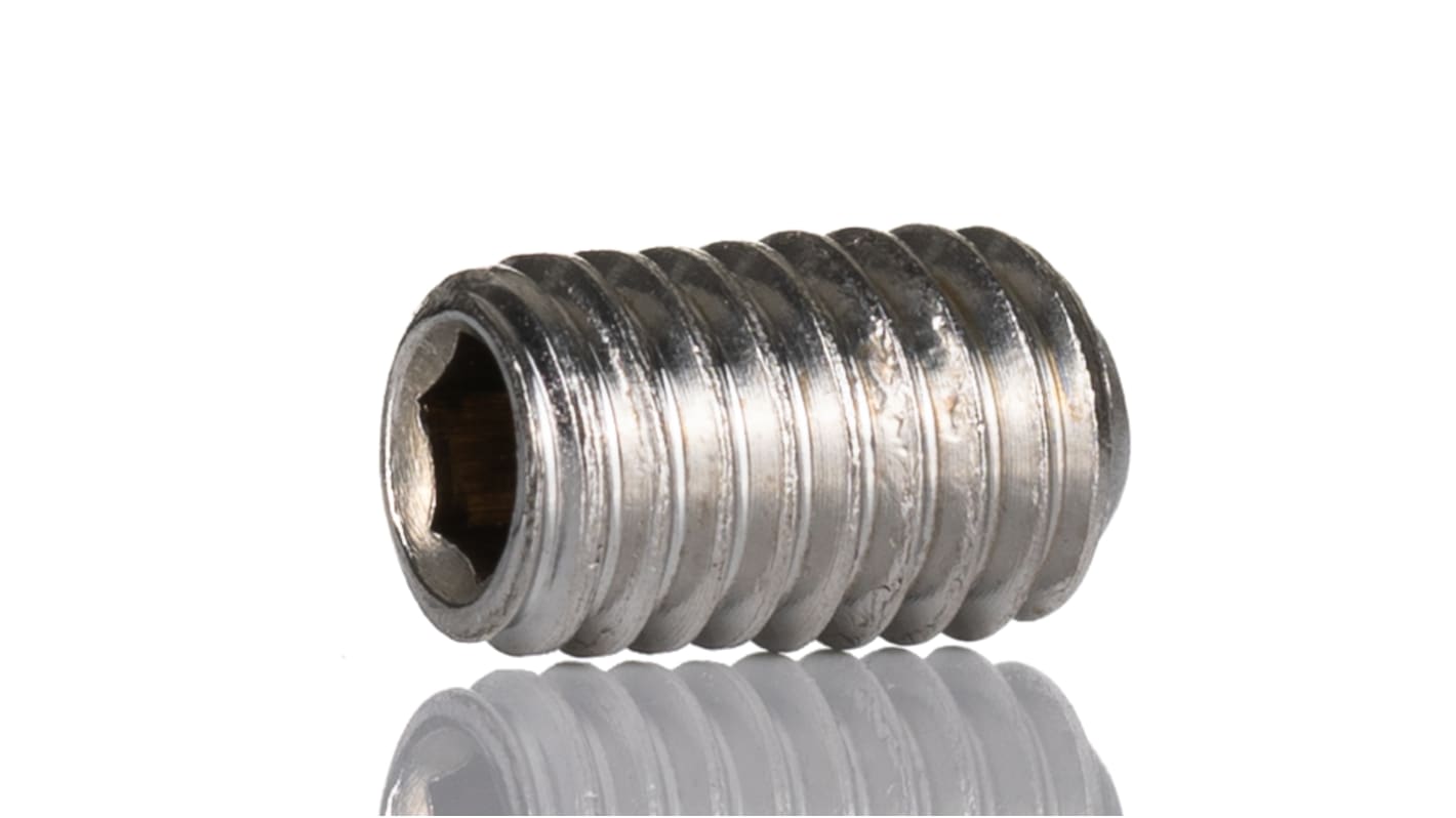 Plain Stainless Steel Hex M6 x 10mm Grub Screw