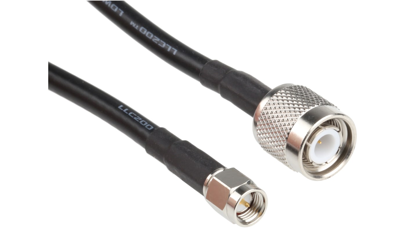 Cable coaxial RF LLC200A Siretta, 50 Ω, con. A: TNC, Macho, con. B: SMA, Macho, long. 10m Negro