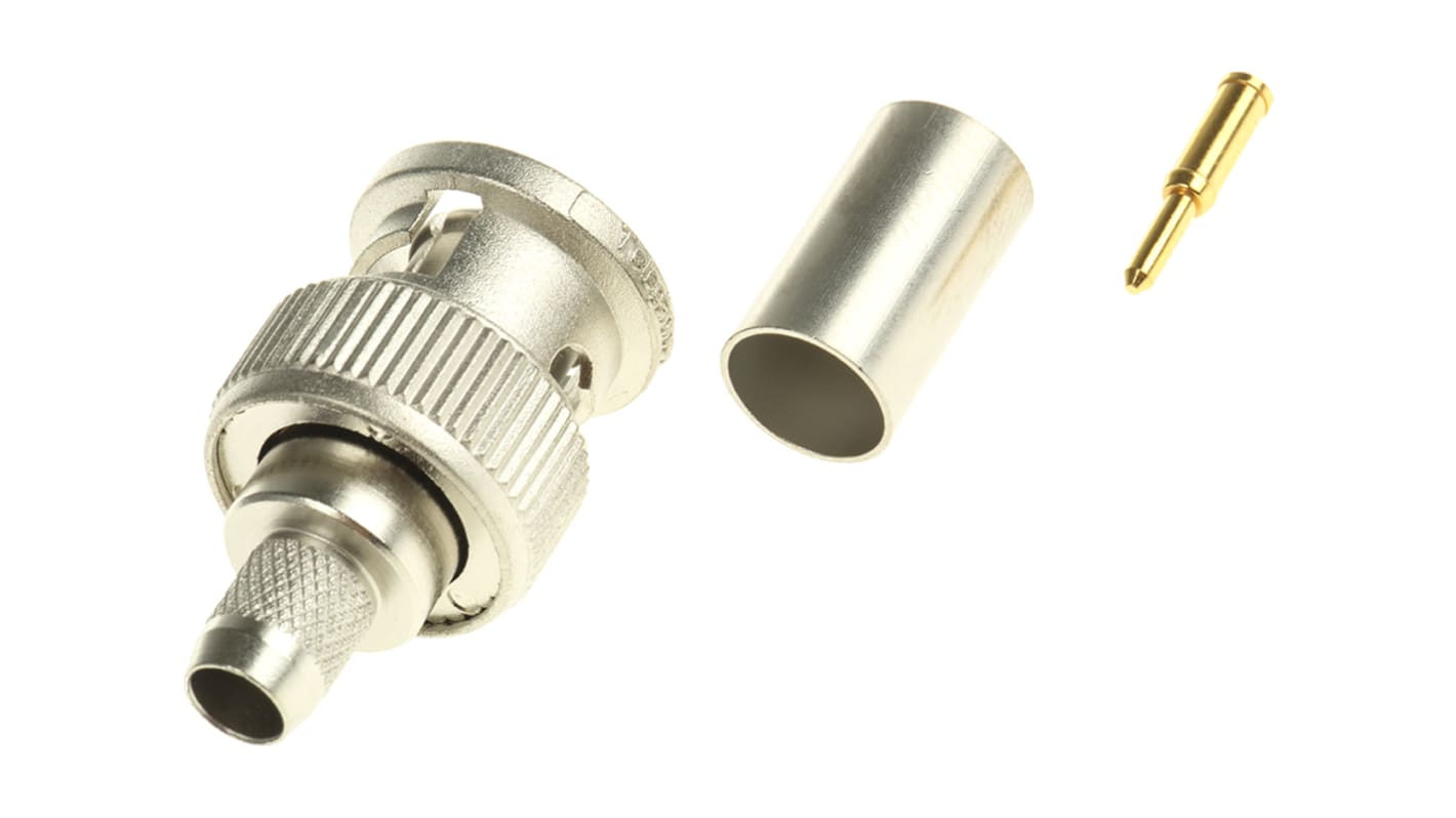 Telegartner Stecker Koaxialsteckverbinder BNC-Steckverbinder, Kabelmontage, Crimp-Anschluss, für 0.6/3.7D-Kabel, 75Ω, ,