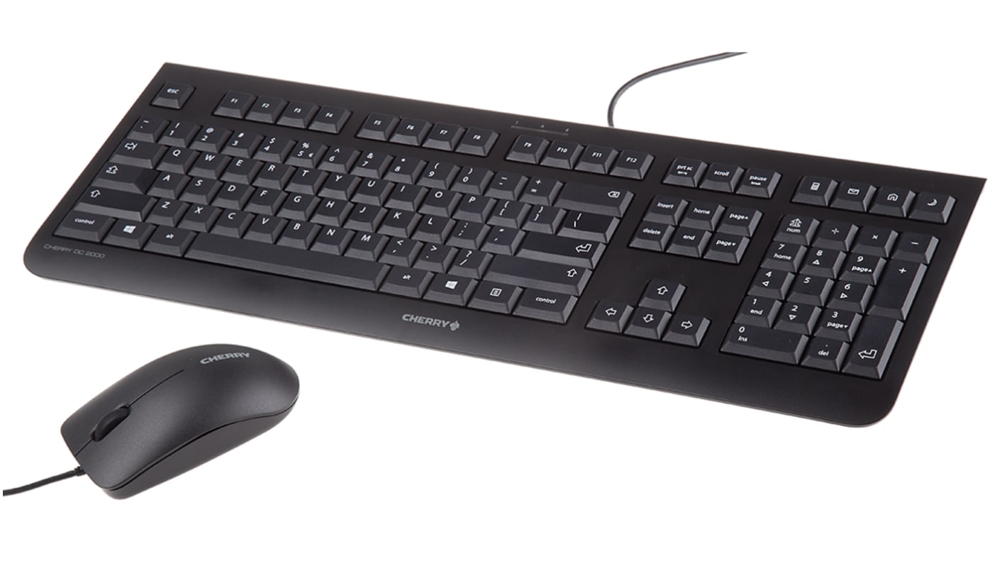 Ensemble souris et clavier Cablé USB Standard QWERTY (US) Noir