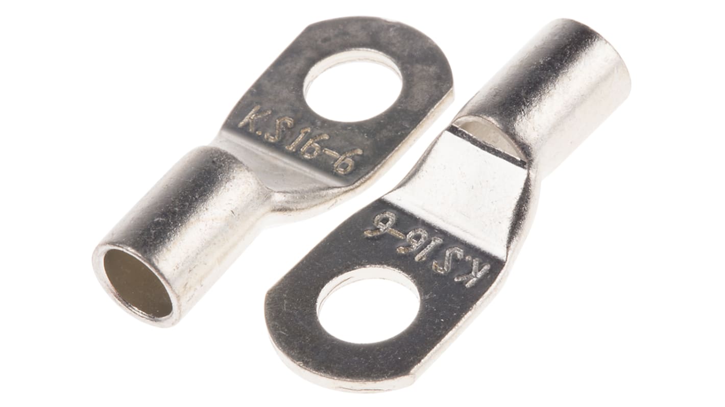 RS PRO Uninsulated Ring Terminal, M6.5 (1/4) Stud Size to 16mm² Wire