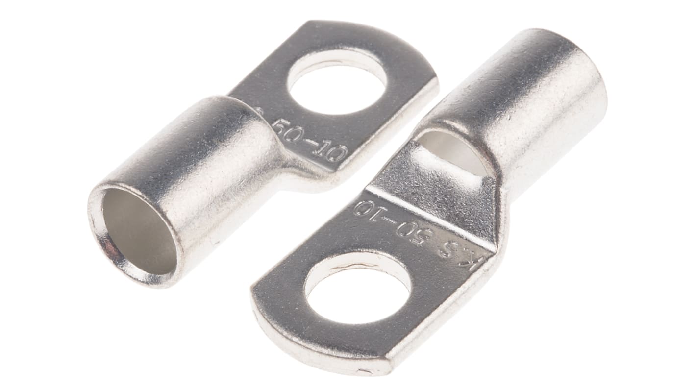 RS PRO Uninsulated Ring Terminal, M10.5 (3/8) Stud Size to 50mm² Wire