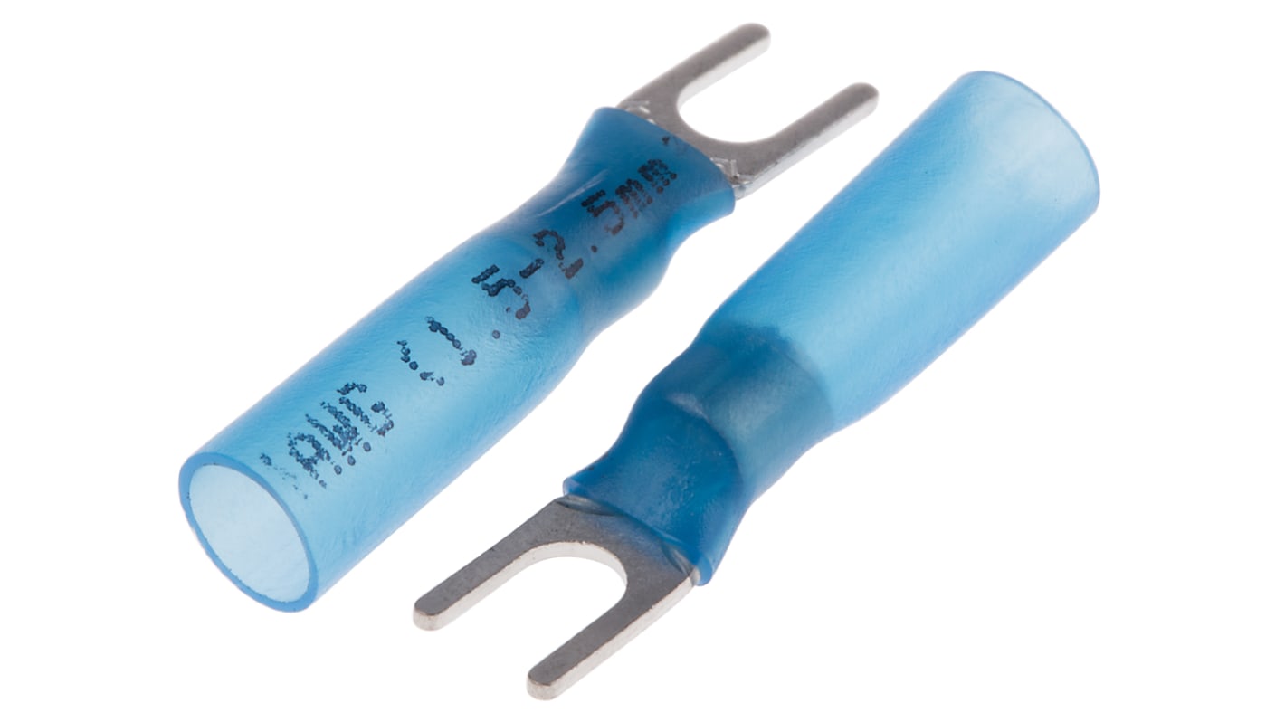 Terminal de horquilla RS PRO, Aislado, M3.7 (#6), Azul No Recubierto, 1.5mm² a 2.5mm², 16AWG a 14AWG