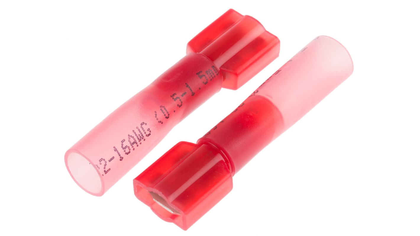 RS PRO Red Insulated Female Spade Connector, Receptacle, 6.35 x 0.8mm