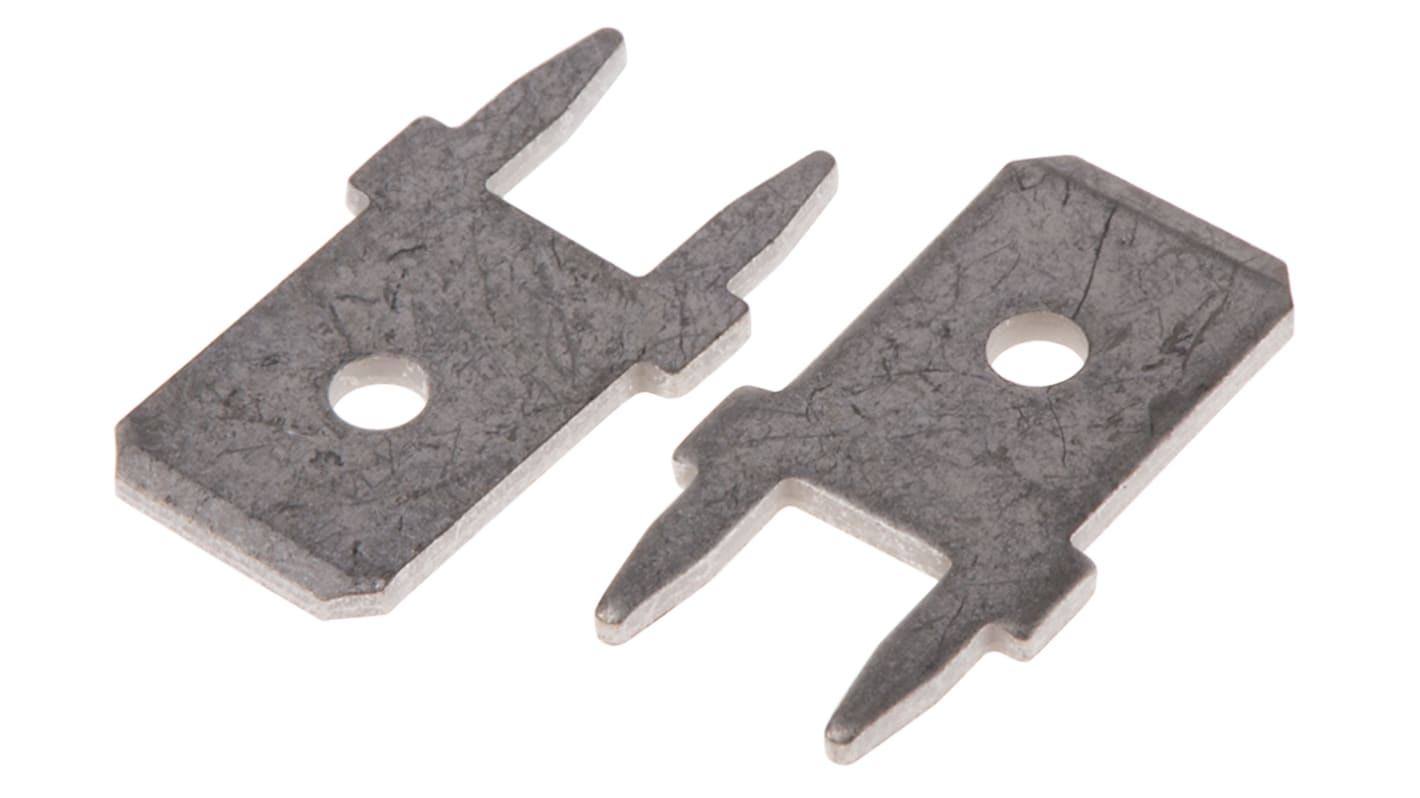 RS PRO Uninsulated Male Spade Connector, PCB Tab, 6.35 x 0.8mm Tab Size