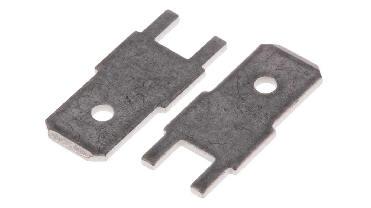 RS PRO Uninsulated Male Spade Connector, PCB Tab, 6.35 x 0.8mm Tab Size