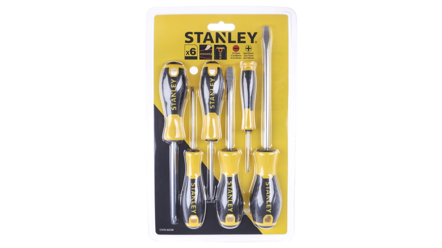 Stanley Standard-Schraubendrehersatz, 6-teilig Schlitz, PHILLIPS®