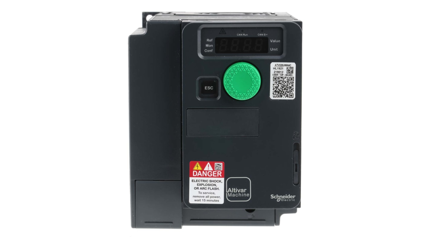 Schneider Electric Variable Speed Drive, 0.55 kW, 3 Phase, 400 V ac, 2.8 A, ATV320 Series