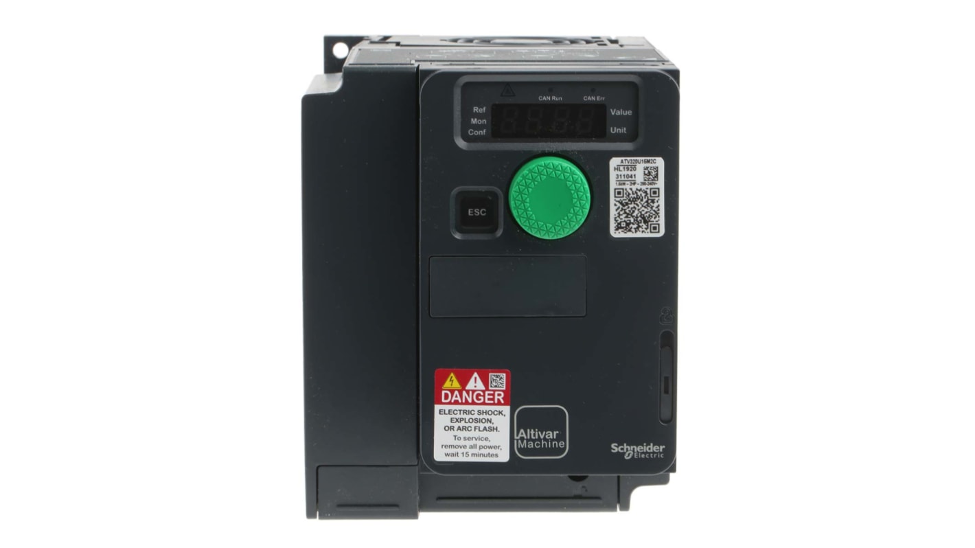 Schneider Electric Variable Speed Drive, 1.5 kW, 1 Phase, 230 V ac, 17.8 A @ 200 V ac, ATV320 Series