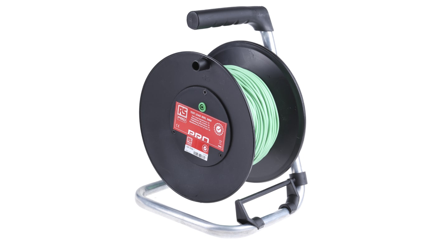 RS PRO Green Test Lead Extension Reel, 50m Cable Length, CAT II 1000 V