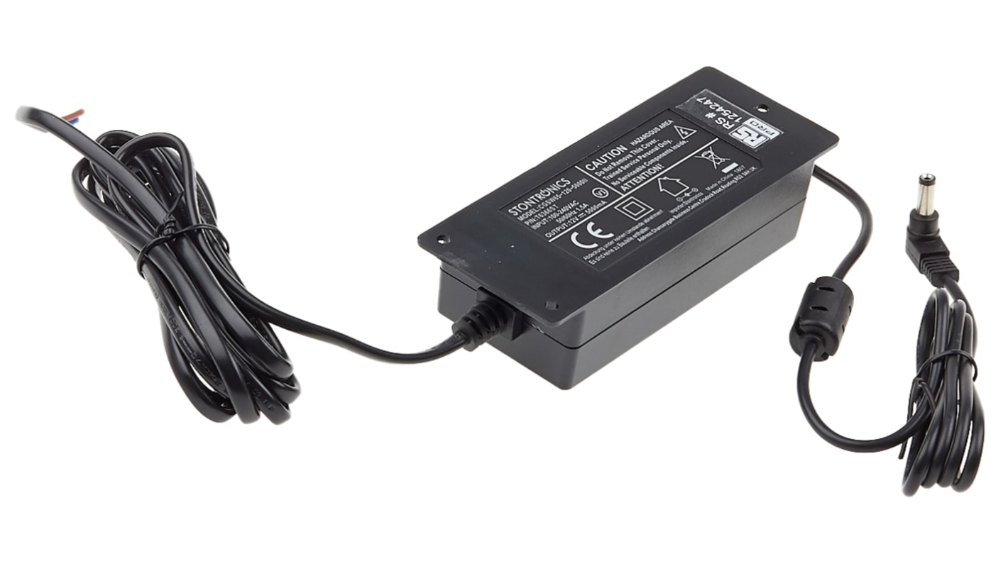 RS PRO 12V dc AC/DC-adapter, 0 → 5A, 60W