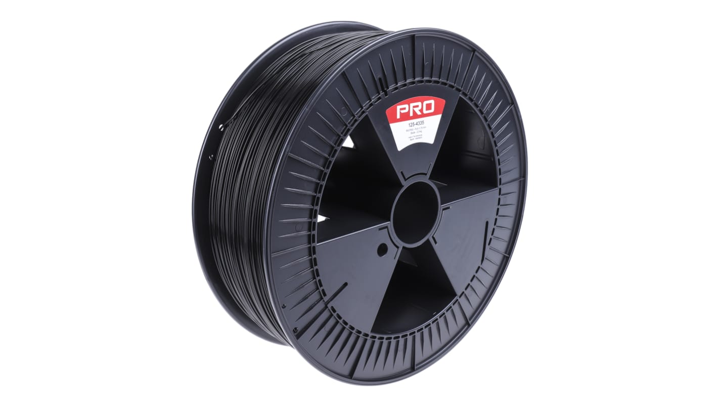 RS PRO 1.75mm Black PLA 3D Printer Filament, 2.3kg