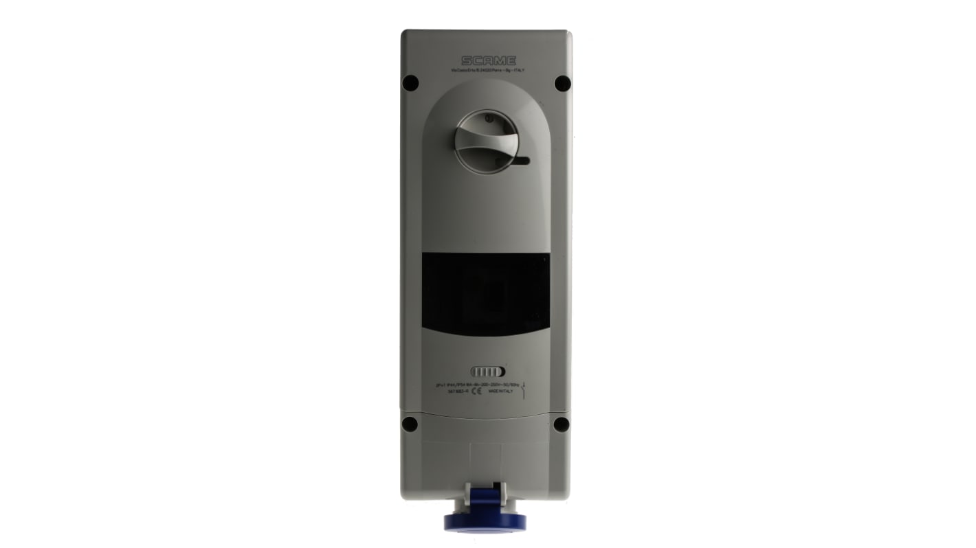 Scame Switchable IP44 Industrial Interlock Socket 2P+E, Earthing Position 6h, 16A, 230 V