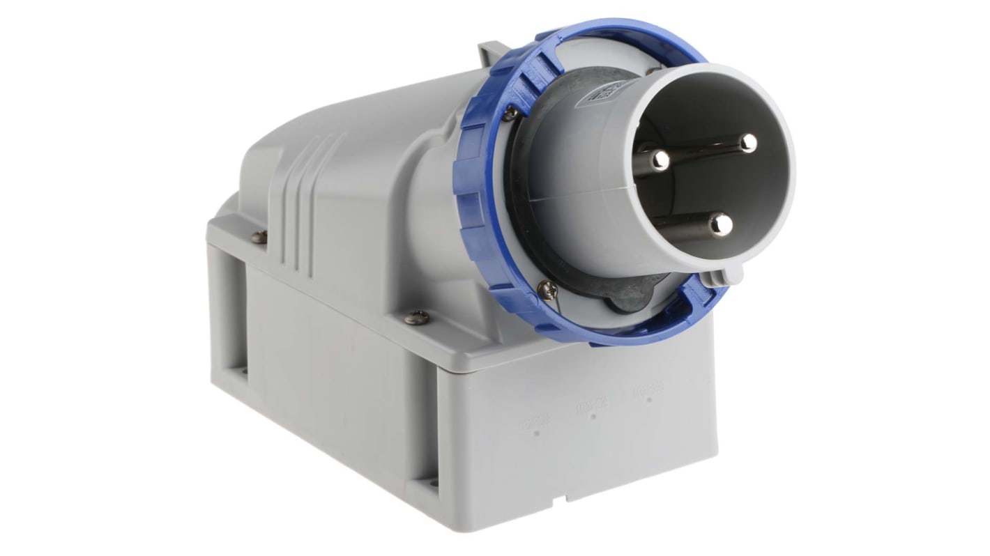 245.6393T | Scame IP67 Blue Wall Mount 2P + E Industrial Power Plug ...