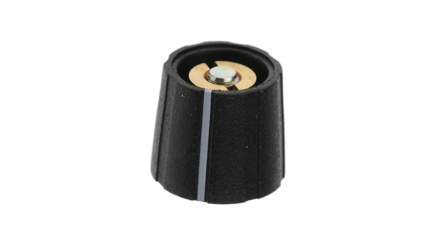 Mando de potenciómetro Sifam 7mm, eje 4mm, diámetro 15.5mm, Color Negro, indicador Blanco Circular