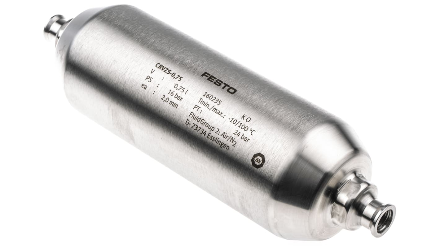 Serbatoio aria Festo CRVZS-0.75, attacco G 1/4, volume 750 ml, pressione massima 16bar, foro 19mm