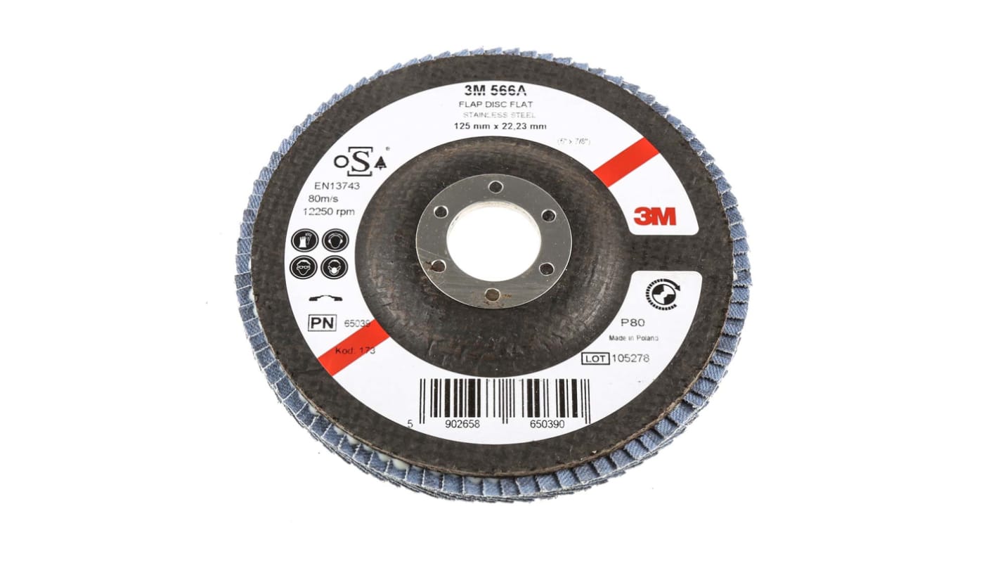 3M Zirconia Aluminium Flap Disc, 125mm, P80 Grit