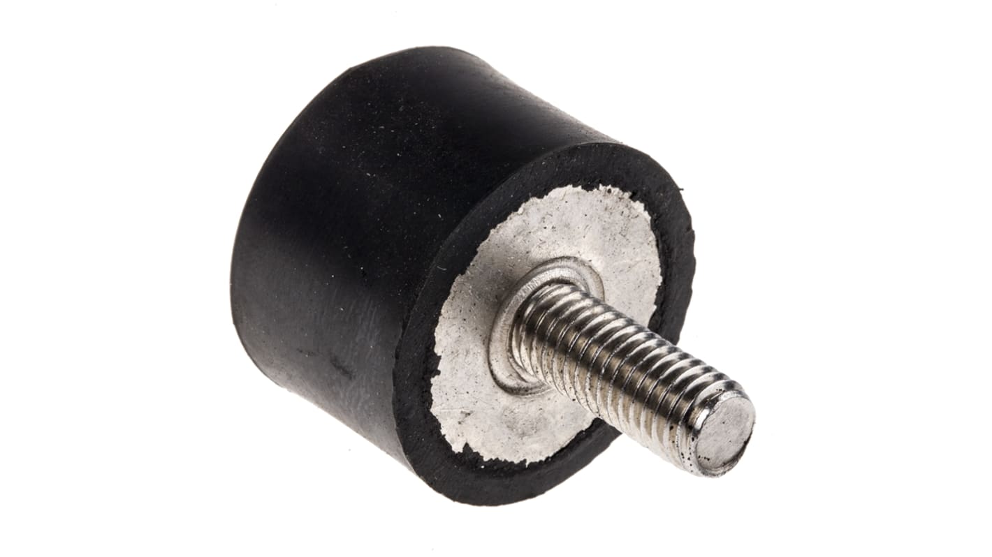 RS PRO Cylindrical M8 Anti Vibration Mount, Male to Female Bobbin with 51.92kg Compression Load RS