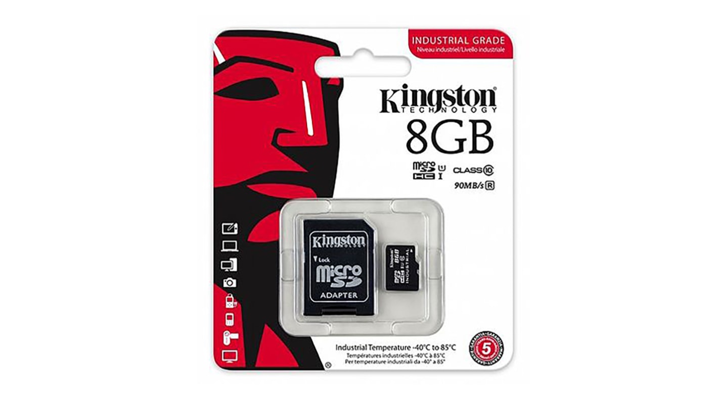 Kingston Industrial Grade Micro SDHC Micro SD Karte 8 GB Class 10, UHS-1 U1 Industrieausführung, MLC