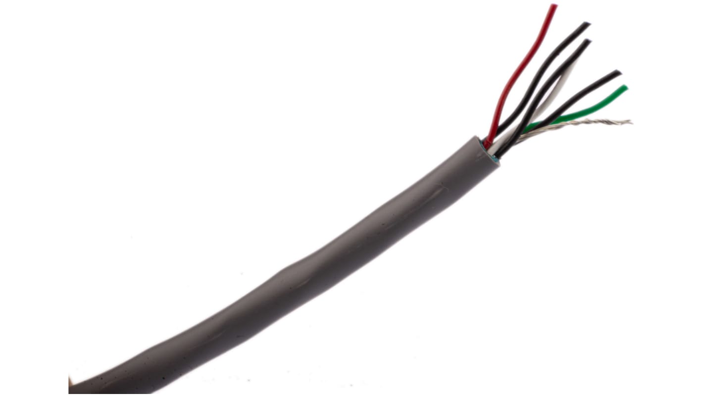 Alpha Wire Twisted Pair Data Cable, 3 Pairs, 0.23 mm², 6 Cores, 24 AWG, Screened, 304m, Grey Sheath