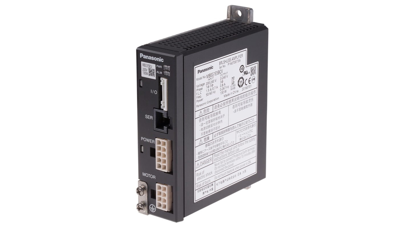 Servocomando Panasonic, PWM, Regolatore di velocità, 1 fase, 130 W, 240 V c.a., 1,5 A, 700 mA