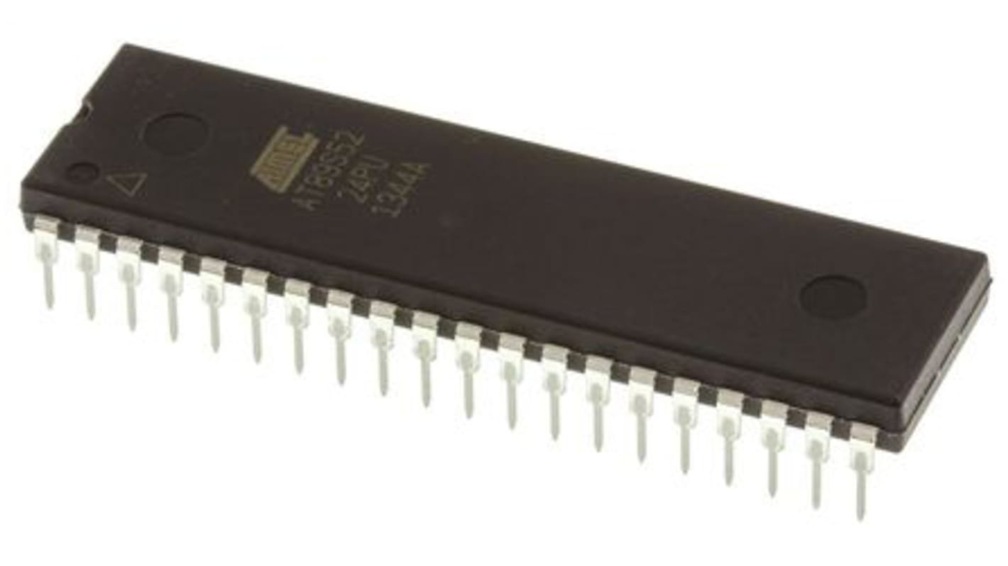 Microcontrolador Microchip AT89S52-24PU, núcleo 8051 de 8bit, RAM 256 B, 24MHZ, PDIP de 40 pines