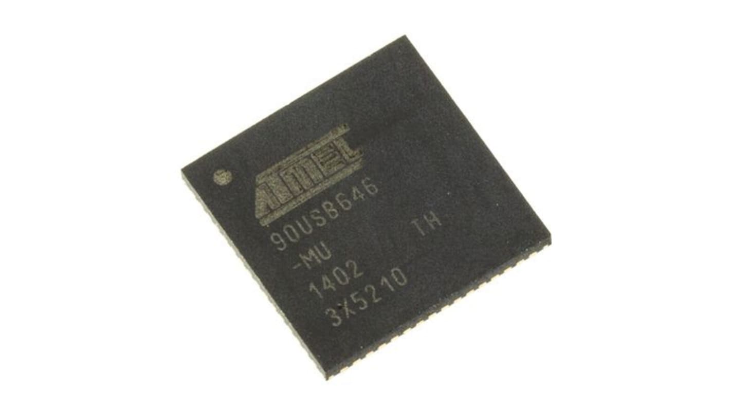 Microchip AT90USB646-MU, 8bit AVR Microcontroller, AT90, 16MHz, 64 kB Flash, 64-Pin QFN