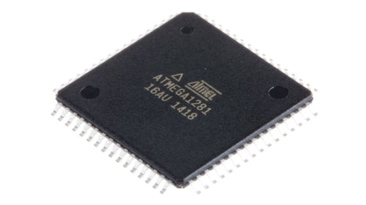 Microchip ATMEGA1281-16AU, 8bit AVR Microcontroller, ATmega, 16MHz, 128 kB Flash, 64-Pin TQFP