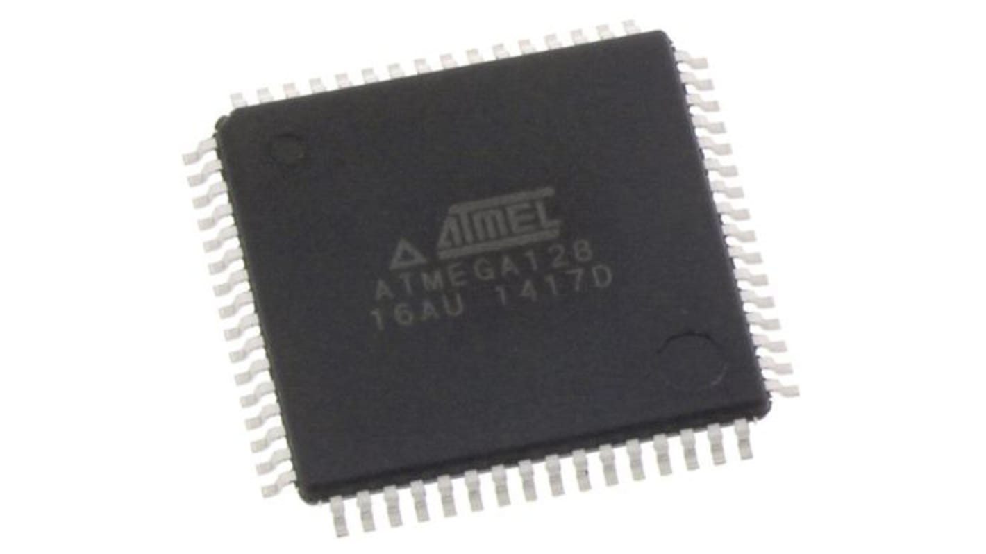 Microchip ATMEGA128-16AU, 8bit AVR Microcontroller, ATmega, 16MHz, 128 kB Flash, 64-Pin TQFP