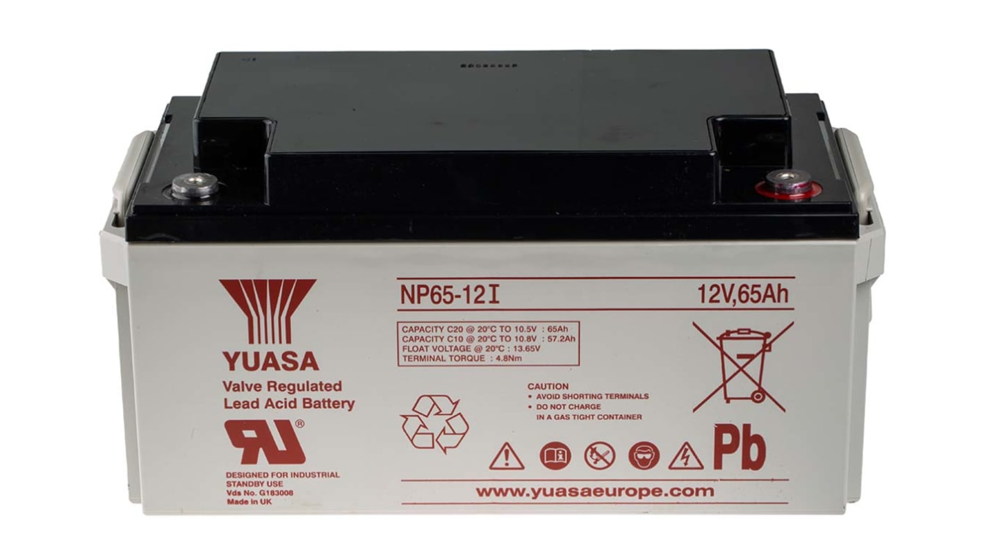 Yuasa 12V Insert M6 Sealed Lead Acid Battery, 65Ah