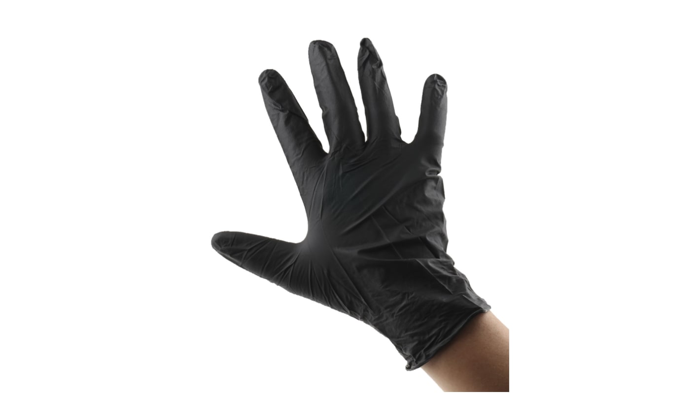 Guantes desechables Ansell sin polvo de Nitrilo Negro, talla 8,5 - 9, Grande, caja de 100 unidades