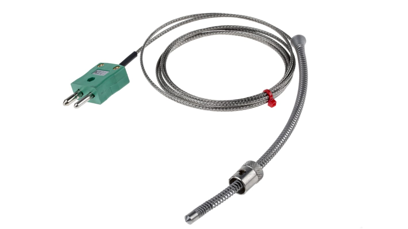 Termopar tipo K RS PRO, Ø sonda 6mm x 2m, temp. máx +350°C, cable de 2m, conexión Conector macho estándar