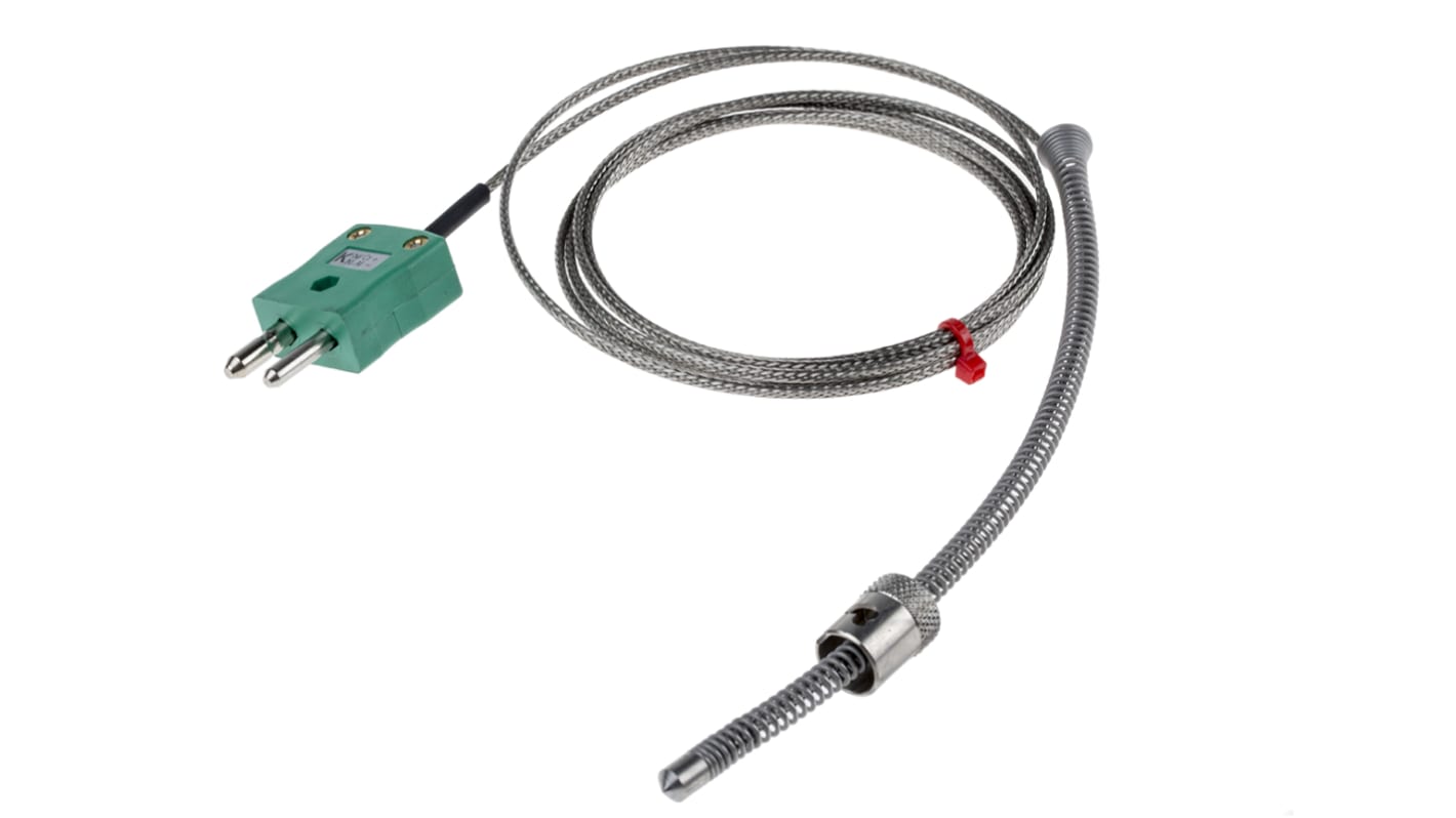 Thermocouple à baïonnette ajustable RS PRO type K Ø 6mm, L 2m, +350°C max à Fiche mâle standard