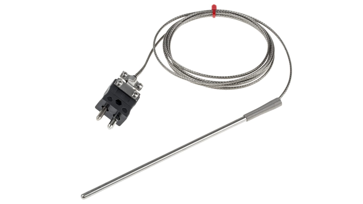 Termopar tipo J RS PRO, Ø sonda 4.5mm x 150mm, temp. máx +350°C, cable de 2m, conexión Conector macho estándar