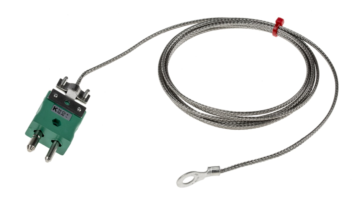 Thermocouple à rondelle RS PRO type K Ø 6mm, L 2m, +350°C max à Fiche mâle standard