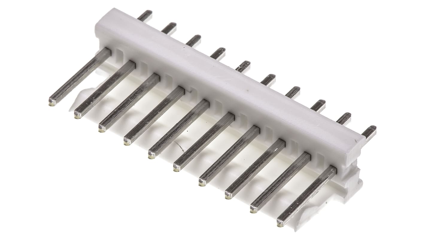 TE Connectivity MTA-100 Series Straight Through Hole Pin Header, 10 Contact(s), 2.54mm Pitch, 1 Row(s), Unshrouded