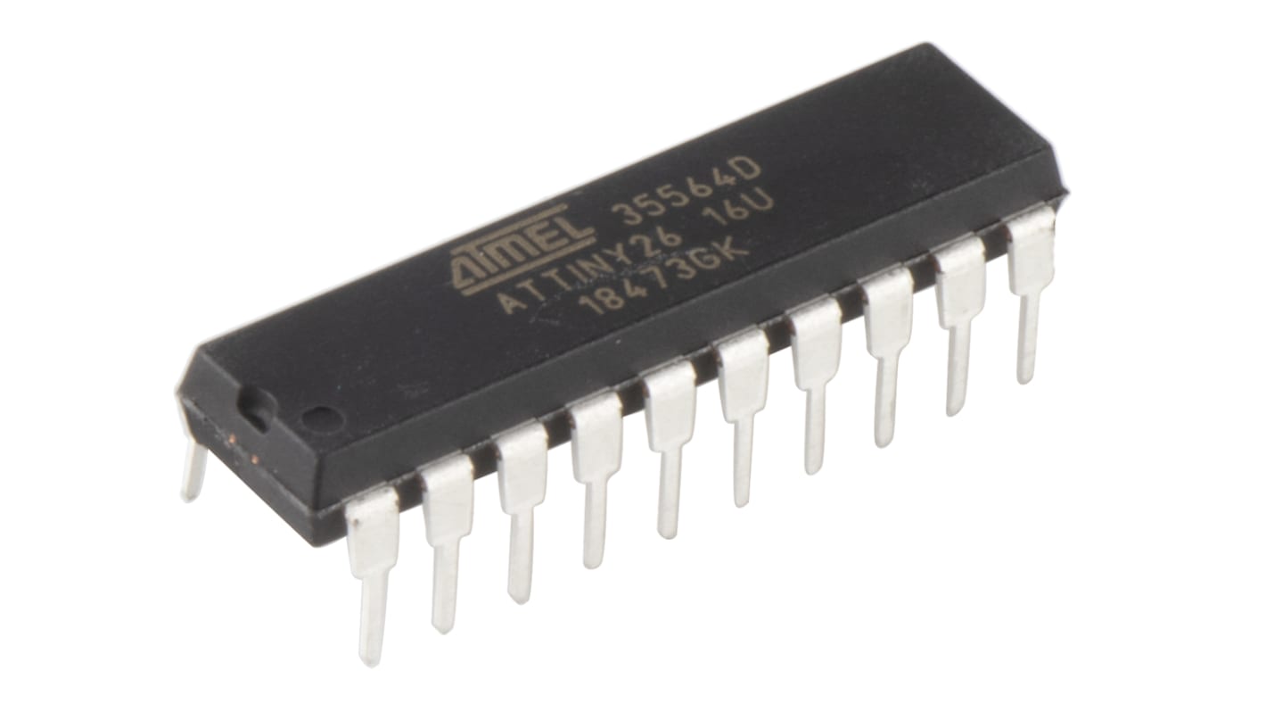 Microchip ATTINY26-16PU, 8bit AVR Microcontroller, ATtiny26, 16MHz, 2 kB Flash, 20-Pin PDIP