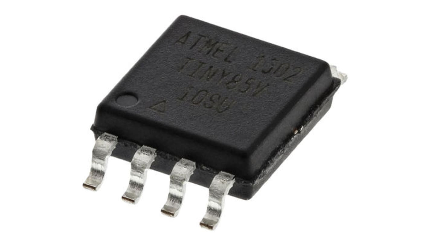 Microcontrolador Microchip ATTINY85V-10SU, núcleo AVR de 8bit, RAM 512 B, 10MHZ, SOIJ de 8 pines