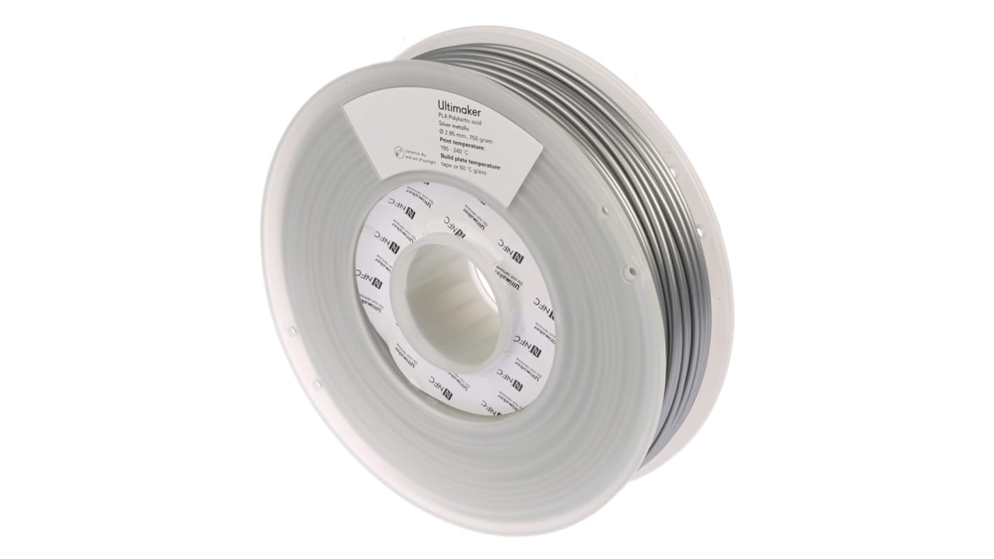 Ultimaker 2.85mm Silver PLA 3D Printer Filament, 750g