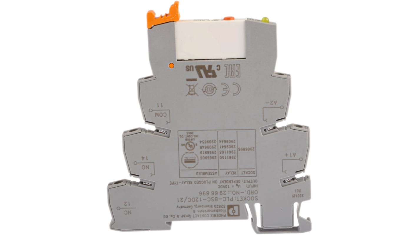 Phoenix Contact PLC-RSC- 12DC/21/MS Interface Relais, 12V dc / 12V dc 12V dc, 1-poliger Wechsler DIN-Schienen