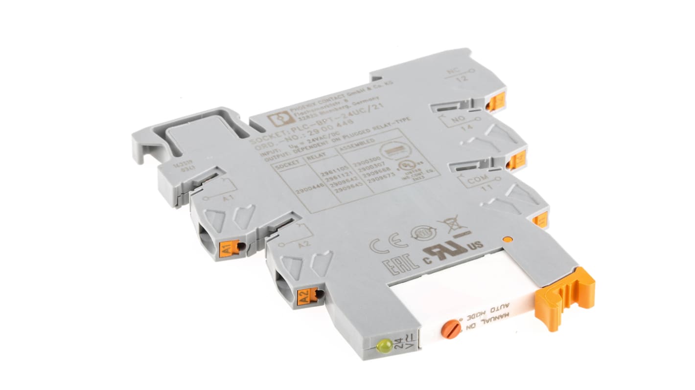 Phoenix Contact PLC-RPT- 24UC/21AU/MS Interface Relais, 24V dc / 24V ac/dc 24V dc, 1-poliger Wechsler DIN-Schienen