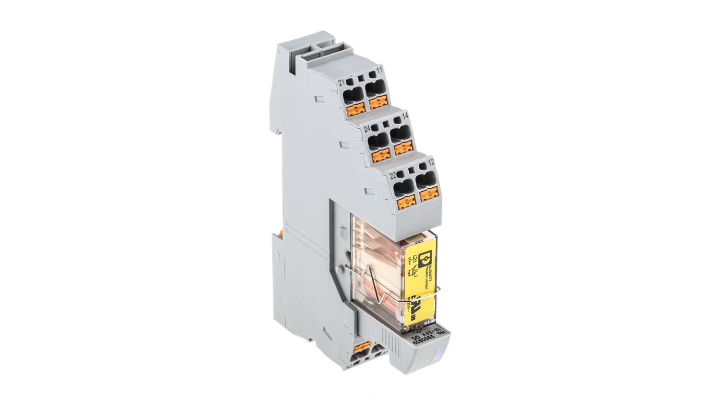 Phoenix Contact RIF-1-RPT-LDP-24DC/2X21/FG Interface Relais, 24V dc / 24V dc 24V dc, 2-poliger Wechsler DIN-Schienen