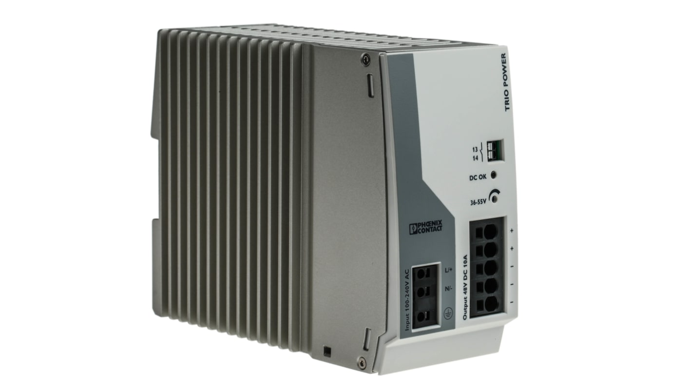 Phoenix Contact TRIO POWER Switched Mode DIN Rail Power Supply, 100 → 240V ac ac Input, 48V dc dc Output, 10A