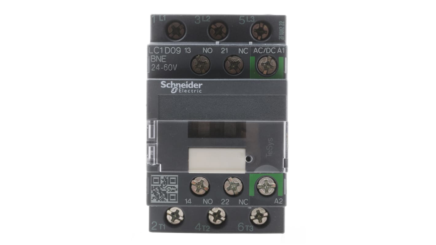 Schneider Electric LC1D Series Contactor, 24 V ac/dc Coil, 3-Pole, 9 A, 4 kW, 3NO, 690 V ac
