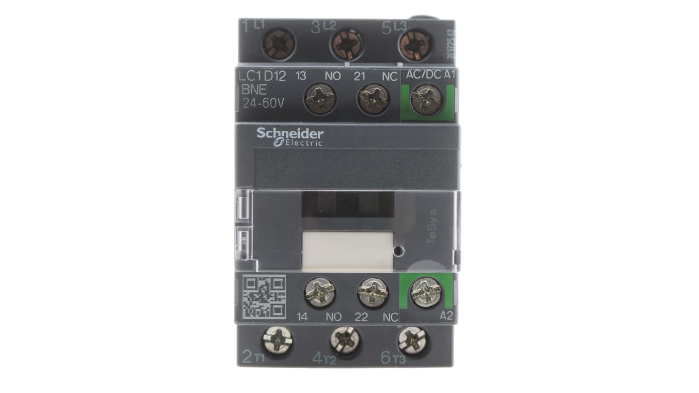 Schneider Electric LC1D Series Contactor, 24 V ac/dc Coil, 3-Pole, 12 A, 5.5 kW, 3NO, 690 V ac