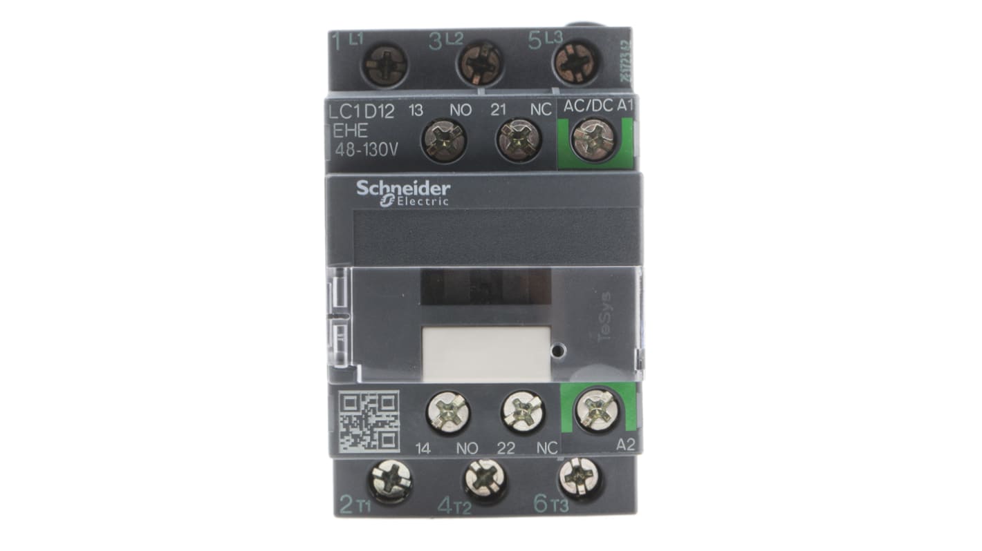 Schneider Electric LC1D Series Contactor, 110 V ac/dc Coil, 3-Pole, 12 A, 5.5 kW, 3NO, 690 V ac