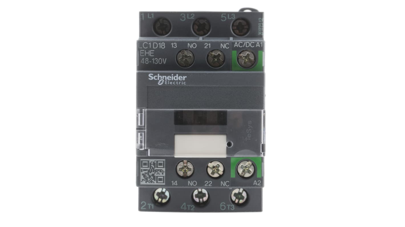 Schneider Electric LC1D Series Contactor, 110 V ac/dc Coil, 3-Pole, 18 A, 7.5 kW, 3NO, 690 V ac