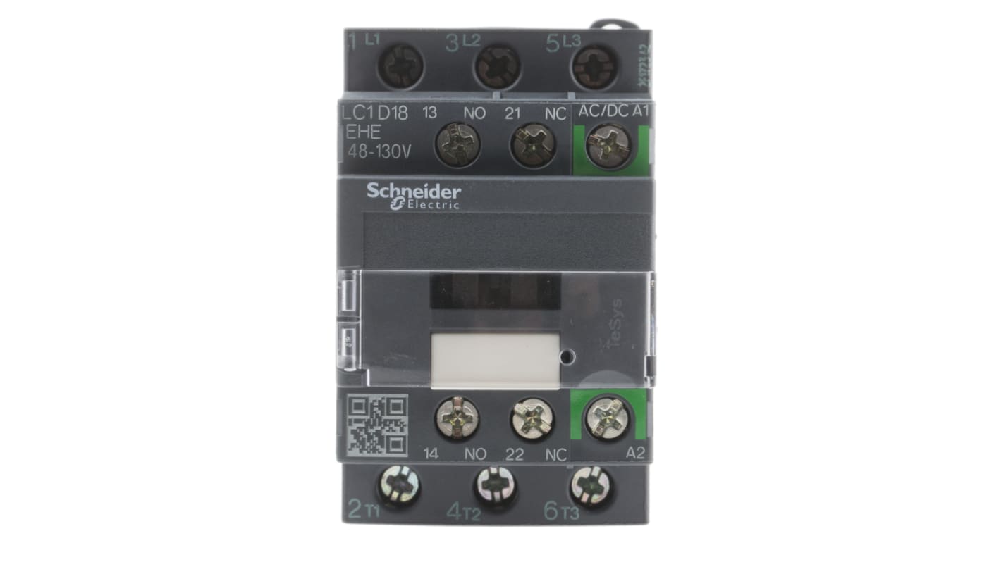 Contattore Schneider Electric, serie LC1D, 3 poli, 3 NO, 18 A, 7,5 kW, bobina 110 V c.a./c.c.